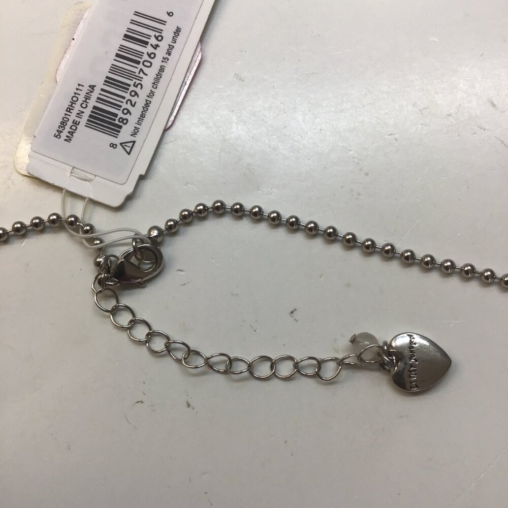 Betsey Johnson New Iridescent Purple and Silver Football and Heart Necklace - Picture 3 of 3